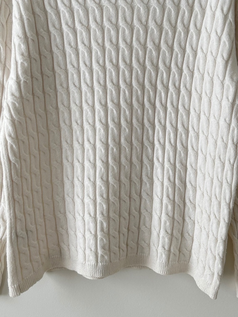 Nordstrom Cream White Organic Cotton & Merino Wool Cable Knit Crewneck Sweater - Picture 13 of 16